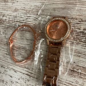 Rose Gold Watch with Crystal Accents